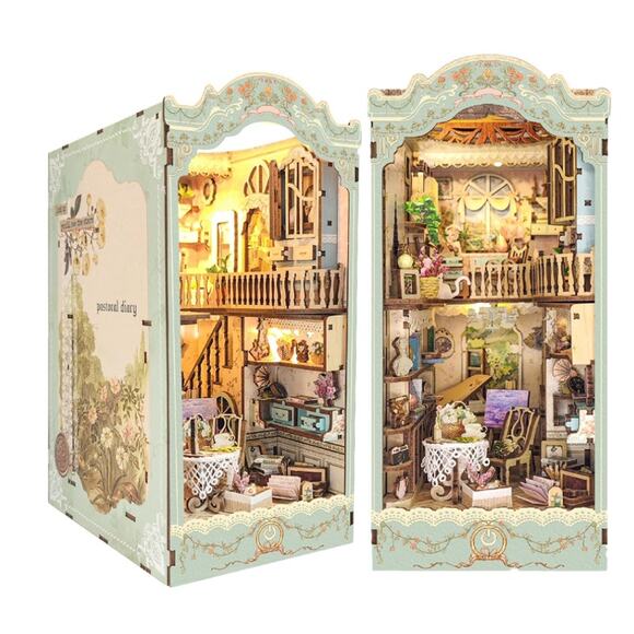 DIY Book Nook Kit, Wooden Model Kits with Sensor Light for Bookshelf - Picture 1 of 7